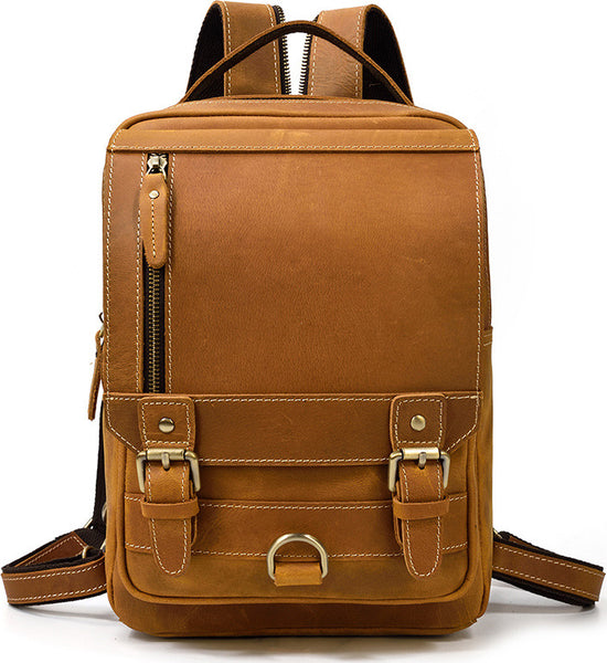 DEEPKEE original nubuck handmade full-grain genuine leather cowhide bag Alfred Leather Satchel Backpack No.1038