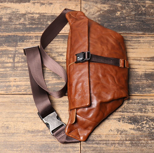 DEEPKEE original nubuck handmade full-grain genuine leather cowhide bag Charlie Cross-body Backpack No.30297