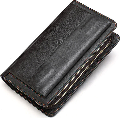 DEEPKEE original nubuck handmade full-grain genuine leather cowhide bag Deepkee Cowhide Single/Double-Layered Zip Wallet #9069