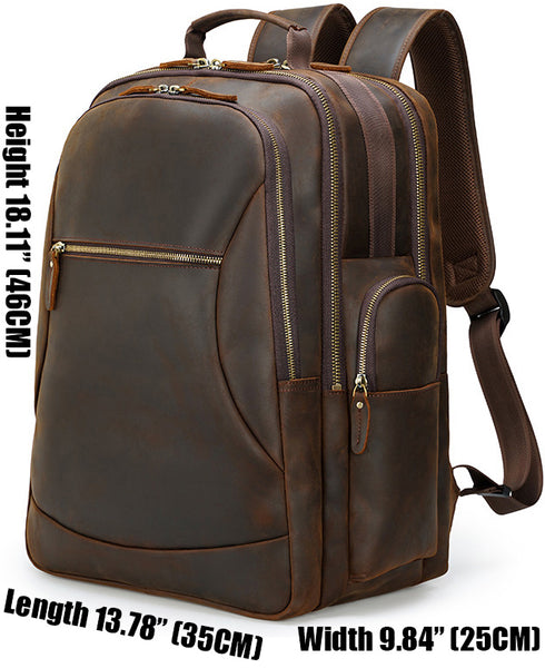 DEEPKEE original nubuck handmade full-grain genuine leather cowhide bag Deepkee Full-grain Leather Large Capacity Travel Cowhide Backpack #3709