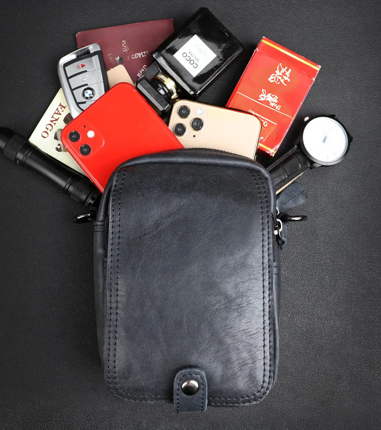 DEEPKEE original nubuck handmade full-grain genuine leather cowhide bag 2 in 1 Shoulder Bag,Genuine Leather Crossbody Waist Belt Bag No.8133