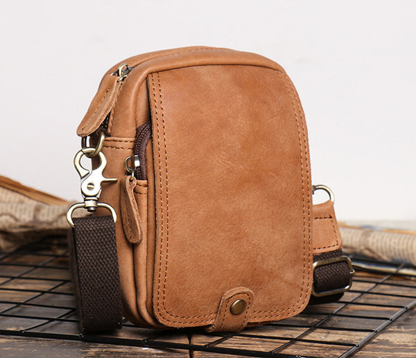DEEPKEE original nubuck handmade full-grain genuine leather cowhide bag 2 in 1 Shoulder Bag,Genuine Leather Crossbody Waist Belt Bag No.8133