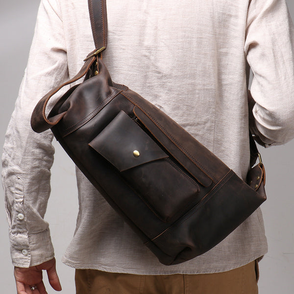 DEEPKEE original nubuck handmade full-grain genuine leather cowhide bag San Francisco 49ers Mountaineering bag No.30149