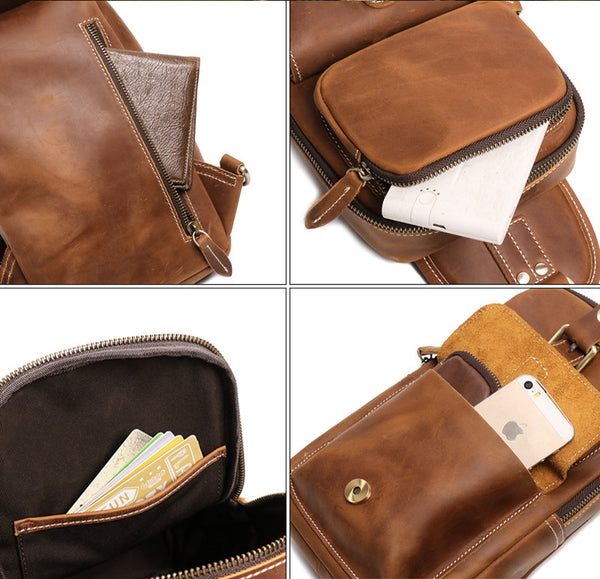 DEEPKEE original nubuck handmade full-grain genuine leather cowhide bag Advanced Sling bag No.30177