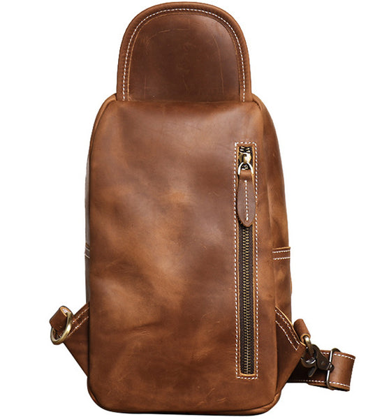 DEEPKEE original nubuck handmade full-grain genuine leather cowhide bag Advanced Sling bag No.30177