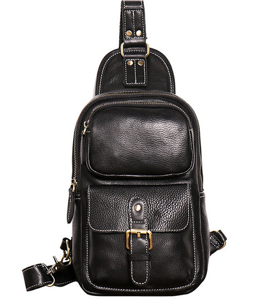 DEEPKEE original nubuck handmade full-grain genuine leather cowhide bag Advanced Sling bag No.30177