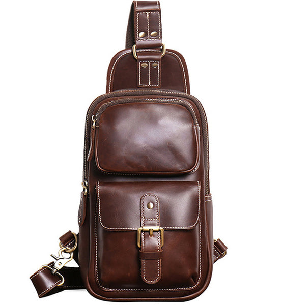 DEEPKEE original nubuck handmade full-grain genuine leather cowhide bag Advanced Sling bag No.30177