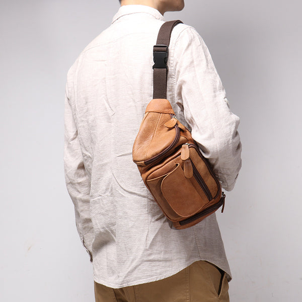 DEEPKEE original nubuck handmade full-grain genuine leather cowhide bag Enos Nubuck Leather Waist Bag No.184