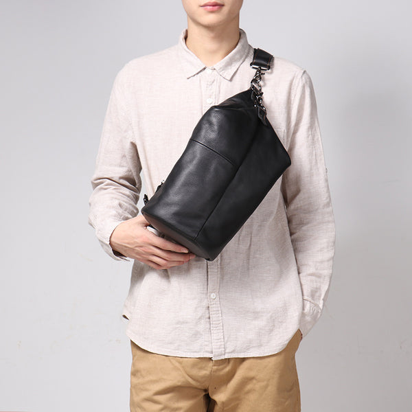 DEEPKEE original nubuck handmade full-grain genuine leather cowhide bag Gregory Cylindrical Crossbody Bag No.30283