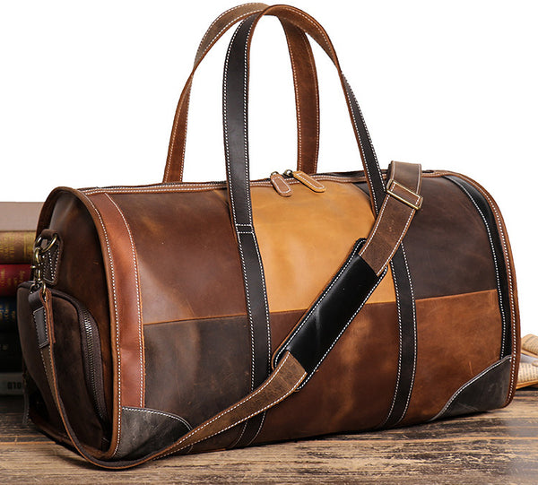 DEEPKEE original nubuck handmade full-grain genuine leather cowhide bag Jerome CONTRAST WEEKEND BAG No.30168