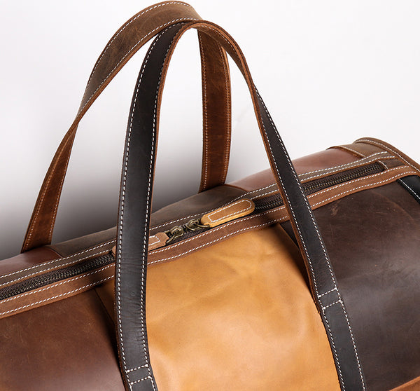 DEEPKEE original nubuck handmade full-grain genuine leather cowhide bag Jerome CONTRAST WEEKEND BAG No.30168