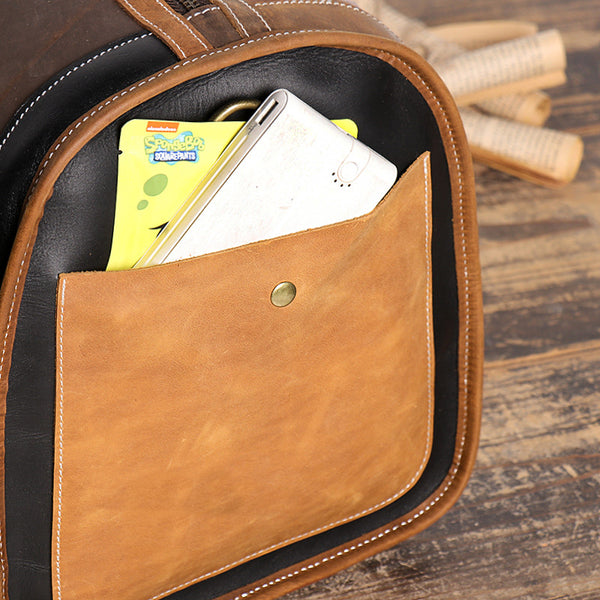 DEEPKEE original nubuck handmade full-grain genuine leather cowhide bag Jerome CONTRAST WEEKEND BAG No.30168