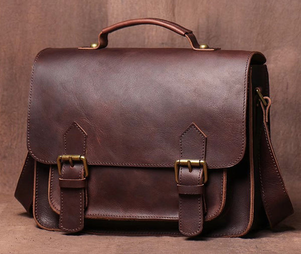 DEEPKEE original nubuck handmade full-grain genuine leather cowhide bag DEEPKEE LEATHER | Patt Portable Messenger Bag No.255
