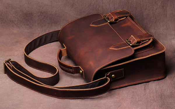 DEEPKEE original nubuck handmade full-grain genuine leather cowhide bag DEEPKEE LEATHER | Patt Portable Messenger Bag No.255