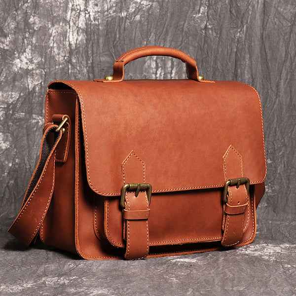 DEEPKEE original nubuck handmade full-grain genuine leather cowhide bag DEEPKEE LEATHER | Patt Portable Messenger Bag No.255
