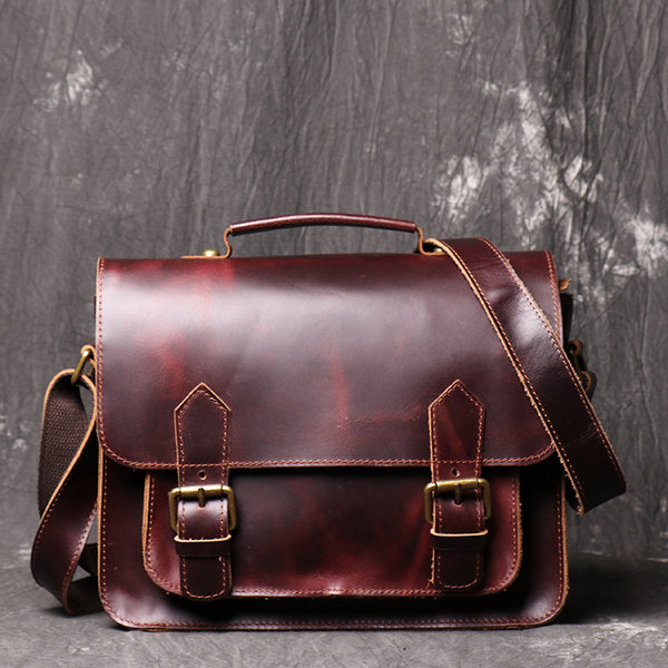 DEEPKEE original nubuck handmade full-grain genuine leather cowhide bag DEEPKEE LEATHER | Patt Portable Messenger Bag No.255