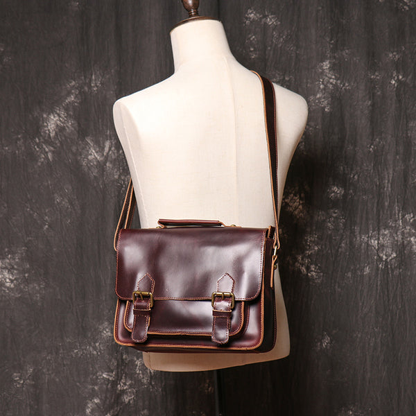 DEEPKEE original nubuck handmade full-grain genuine leather cowhide bag DEEPKEE LEATHER | Patt Portable Messenger Bag No.255
