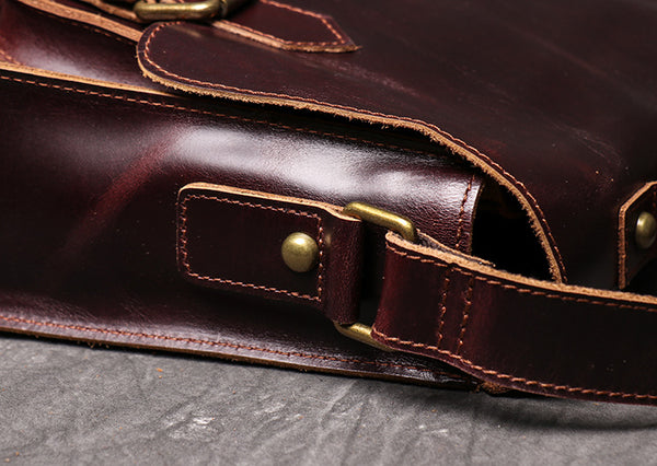 DEEPKEE original nubuck handmade full-grain genuine leather cowhide bag DEEPKEE LEATHER | Patt Portable Messenger Bag No.255