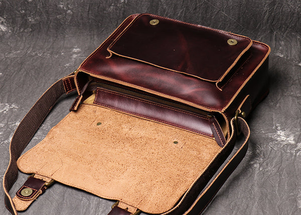 DEEPKEE original nubuck handmade full-grain genuine leather cowhide bag DEEPKEE LEATHER | Patt Portable Messenger Bag No.255