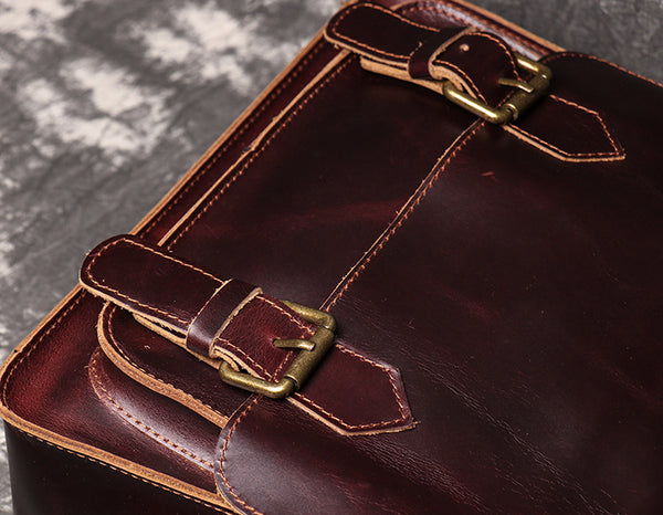 DEEPKEE original nubuck handmade full-grain genuine leather cowhide bag DEEPKEE LEATHER | Patt Portable Messenger Bag No.255