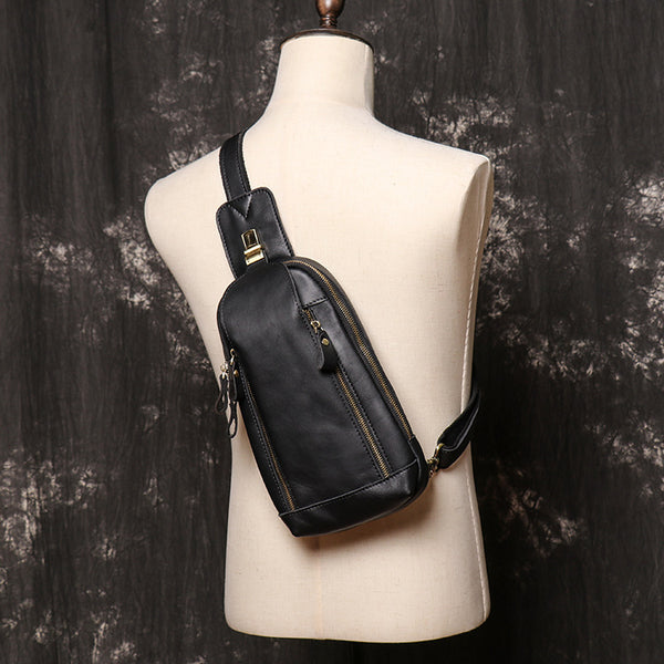 DEEPKEE original nubuck handmade full-grain genuine leather cowhide bag Packers Close-fitting Chest Bag No.30248