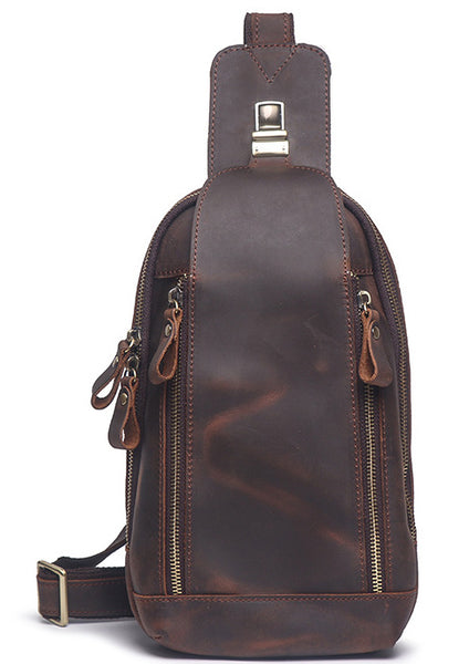 DEEPKEE original nubuck handmade full-grain genuine leather cowhide bag Packers Close-fitting Chest Bag No.30248