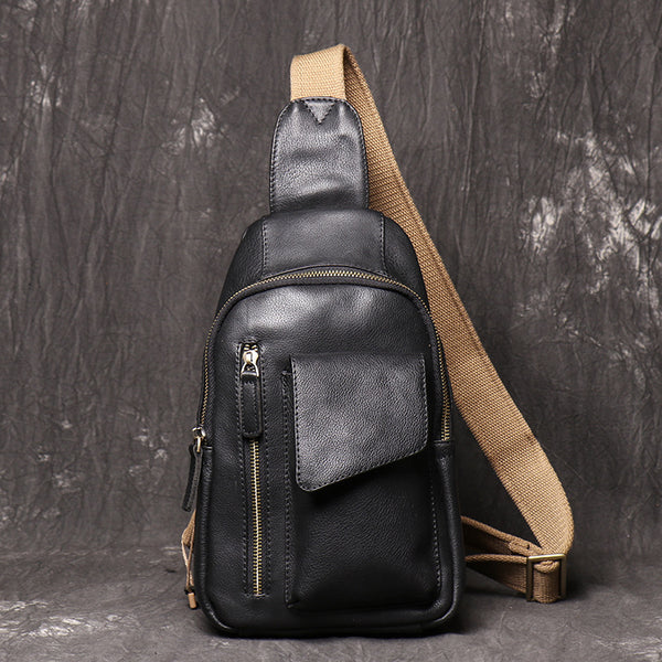 DEEPKEE original nubuck handmade full-grain genuine leather cowhide bag Sling Bag Cool Sling Crossbody Packs For Men No. 3377