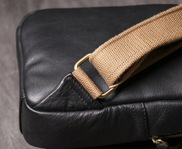 DEEPKEE original nubuck handmade full-grain genuine leather cowhide bag Sling Bag Cool Sling Crossbody Packs For Men No. 3377