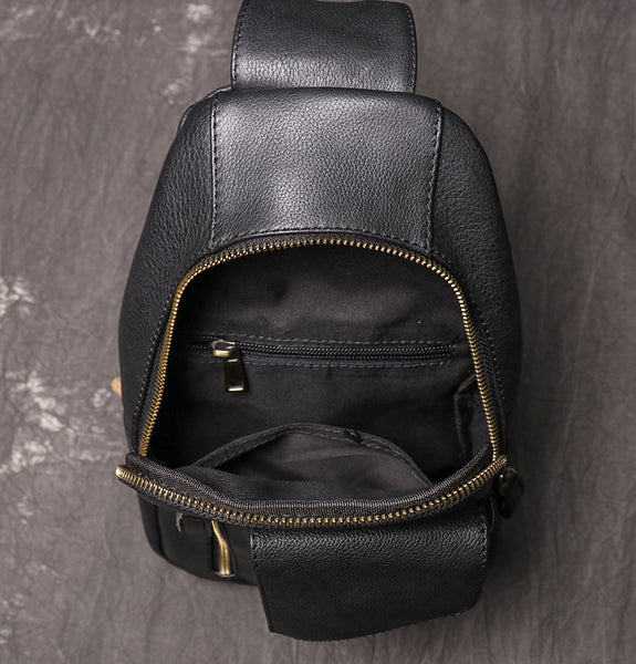 DEEPKEE original nubuck handmade full-grain genuine leather cowhide bag Sling Bag Cool Sling Crossbody Packs For Men No. 3377