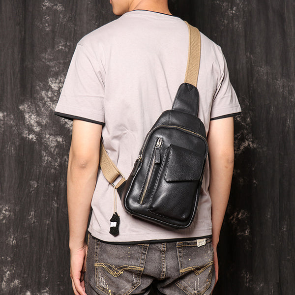DEEPKEE original nubuck handmade full-grain genuine leather cowhide bag Sling Bag Cool Sling Crossbody Packs For Men No. 3377