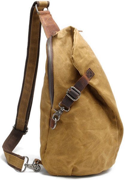 DEEPKEE original nubuck handmade full-grain genuine leather cowhide bag Batik Fabric canvas&Cowhide Dumpling-shape sling bag #82040K