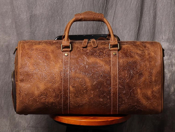 DEEPKEE original nubuck handmade full-grain genuine leather cowhide bag DEEPKEE LEATHER | Sheridan Style Duffle Bag No.30009-5