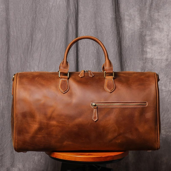 DEEPKEE original nubuck handmade full-grain genuine leather cowhide bag DEEPKEE LEATHER | Kenneth Genuine Leather Cross Duffel Bag No.30020