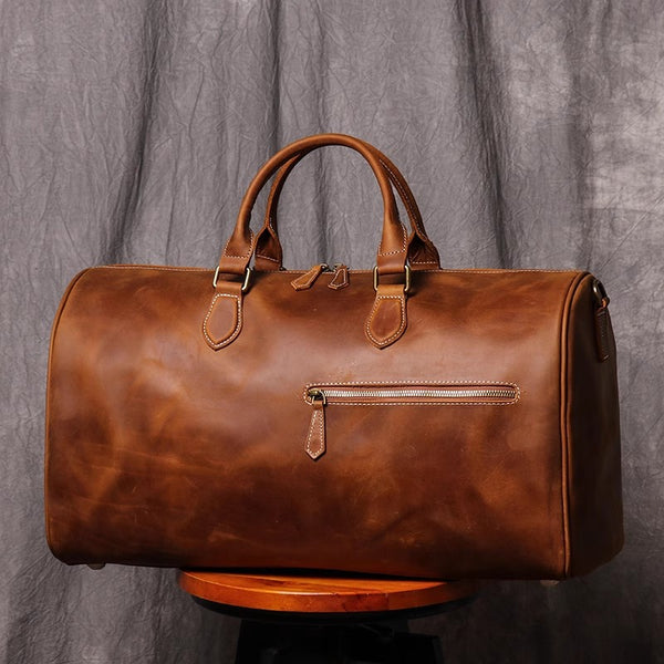 DEEPKEE original nubuck handmade full-grain genuine leather cowhide bag DEEPKEE LEATHER | Kenneth Genuine Leather Cross Duffel Bag No.30020