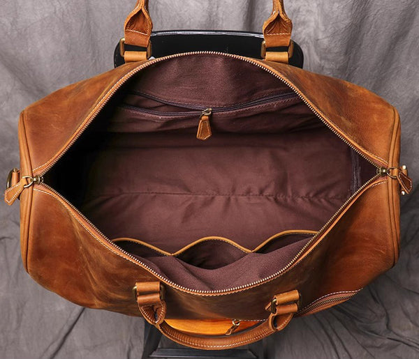 DEEPKEE original nubuck handmade full-grain genuine leather cowhide bag DEEPKEE LEATHER | Kenneth Genuine Leather Cross Duffel Bag No.30020