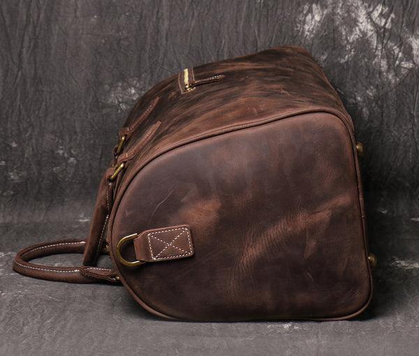 DEEPKEE original nubuck handmade full-grain genuine leather cowhide bag DEEPKEE LEATHER | Kenneth Genuine Leather Cross Duffel Bag No.30020