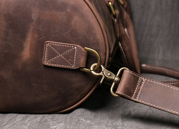 DEEPKEE original nubuck handmade full-grain genuine leather cowhide bag DEEPKEE LEATHER | Kenneth Genuine Leather Cross Duffel Bag No.30020