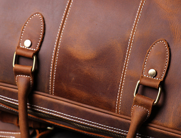 DEEPKEE original nubuck handmade full-grain genuine leather cowhide bag DEEPKEE LEATHER | The Lincoln Travel Bag No.30075