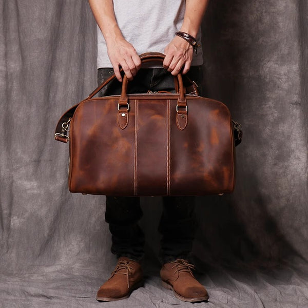 DEEPKEE original nubuck handmade full-grain genuine leather cowhide bag DEEPKEE LEATHER | The Lincoln Travel Bag No.30075