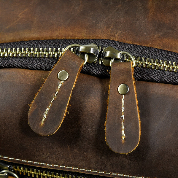 DEEPKEE original nubuck handmade full-grain genuine leather cowhide bag Dwight 18'' Cowhide Laptop Rucksack Backpack No9517
