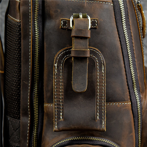 DEEPKEE original nubuck handmade full-grain genuine leather cowhide bag Dwight 18'' Cowhide Laptop Rucksack Backpack No9517