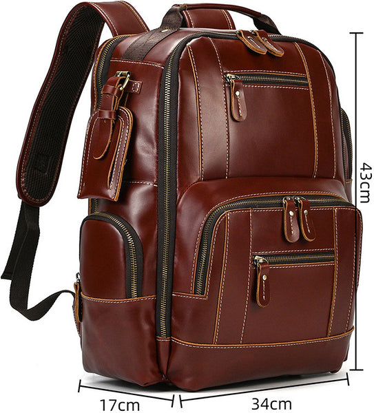 DEEPKEE original nubuck handmade full-grain genuine leather cowhide bag Dwight 18'' Cowhide Laptop Rucksack Backpack No9517