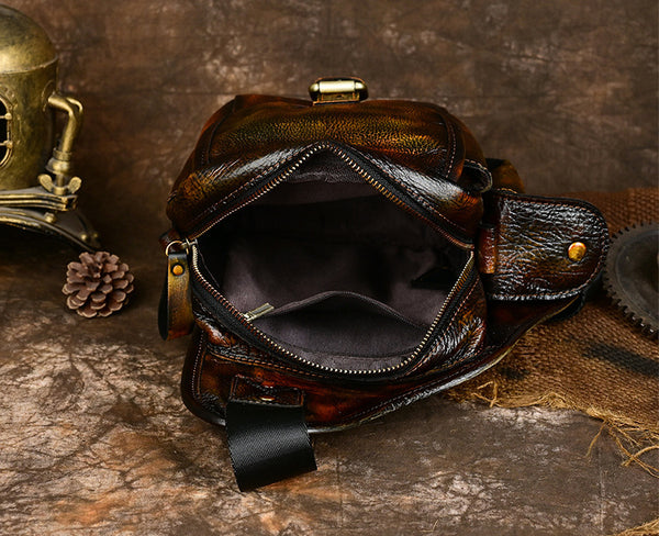 DEEPKEE original nubuck handmade full-grain genuine leather cowhide bag Handiwork Side Belt Bag No.SF903