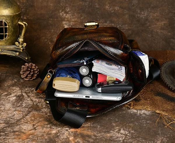 DEEPKEE original nubuck handmade full-grain genuine leather cowhide bag Handiwork Side Belt Bag No.SF903