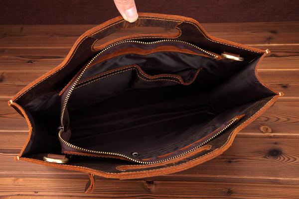 DEEPKEE original nubuck handmade full-grain genuine leather cowhide bag Slim Briefcase DEEPKEE LEATHER 2 Folio No.SF046