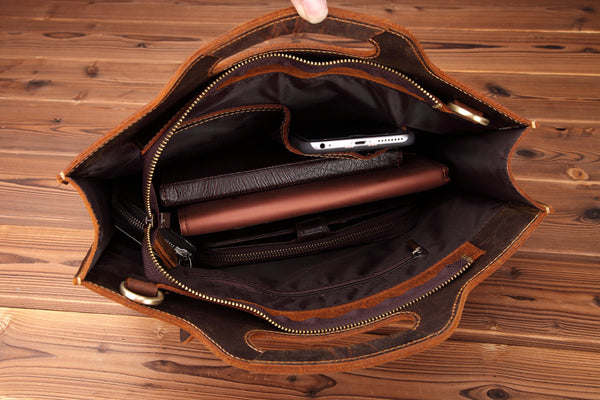 DEEPKEE original nubuck handmade full-grain genuine leather cowhide bag Slim Briefcase DEEPKEE LEATHER 2 Folio No.SF046