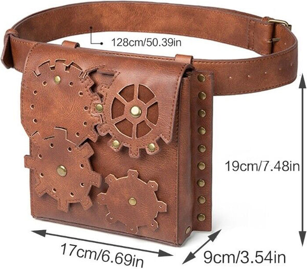 DEEPKEE original nubuck handmade full-grain genuine leather cowhide bag Steampunk PU Leathers Gothic Fanny Waist Leg Bag Women Girl #G039B
