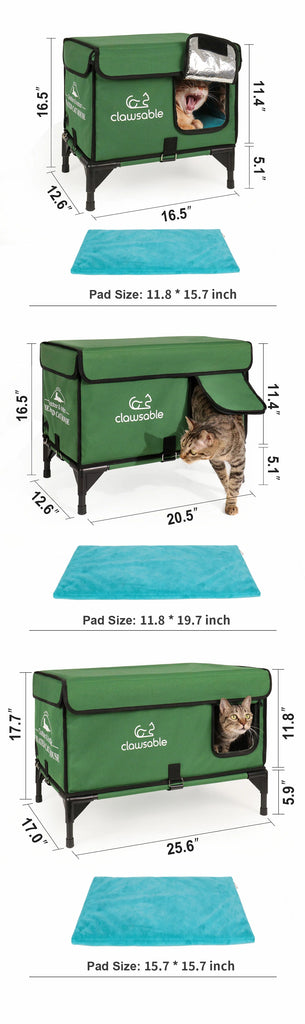 2 in 1 Outdoor Elevated Top Openable Cat House Size