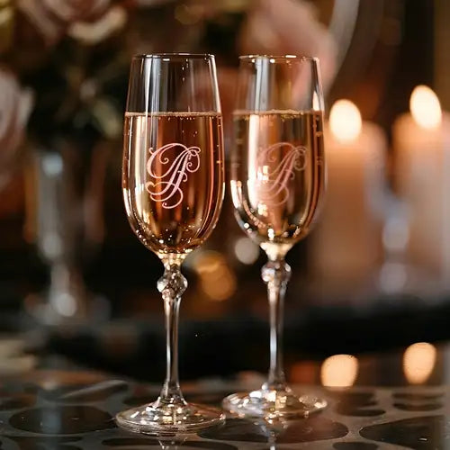 Laser Cut Champagne Glasses and Wine Bottles