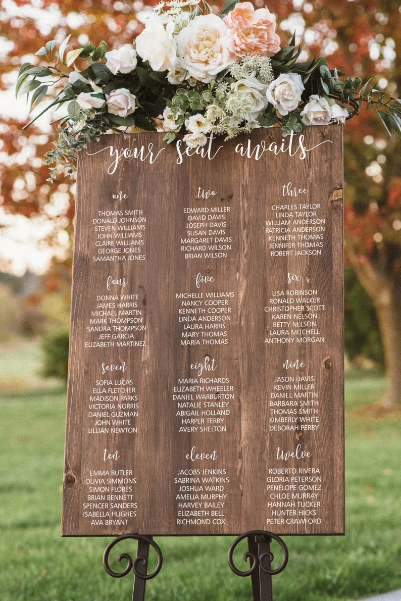 Engraved Wedding Seating Charts